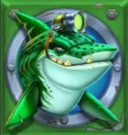Green Shark symbol paying 3x the stake for a full five-symbol line on the reels